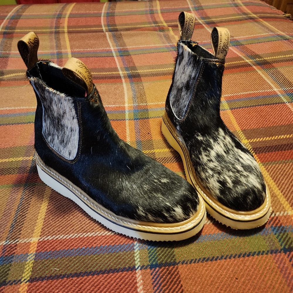 Cow hide booties Size 8